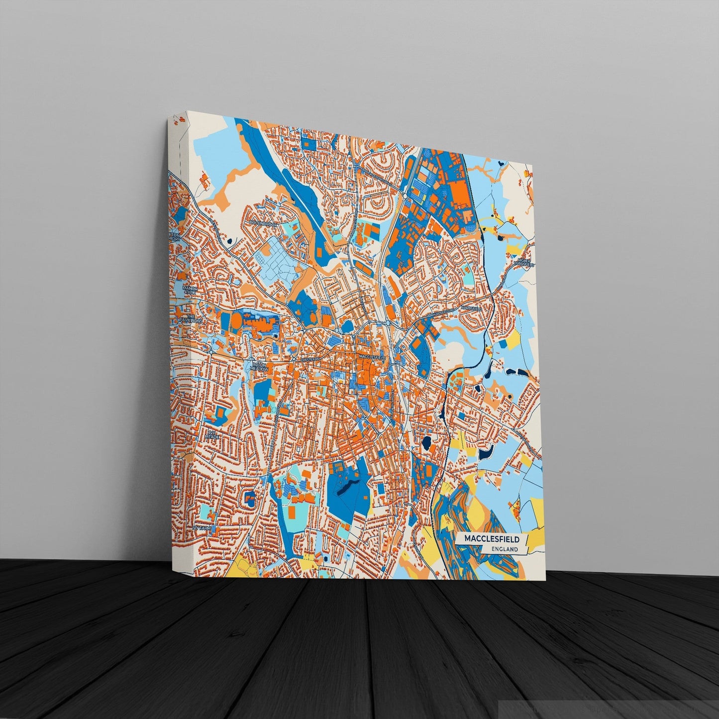 Macclesfield England Colorful City Map Canvas Print