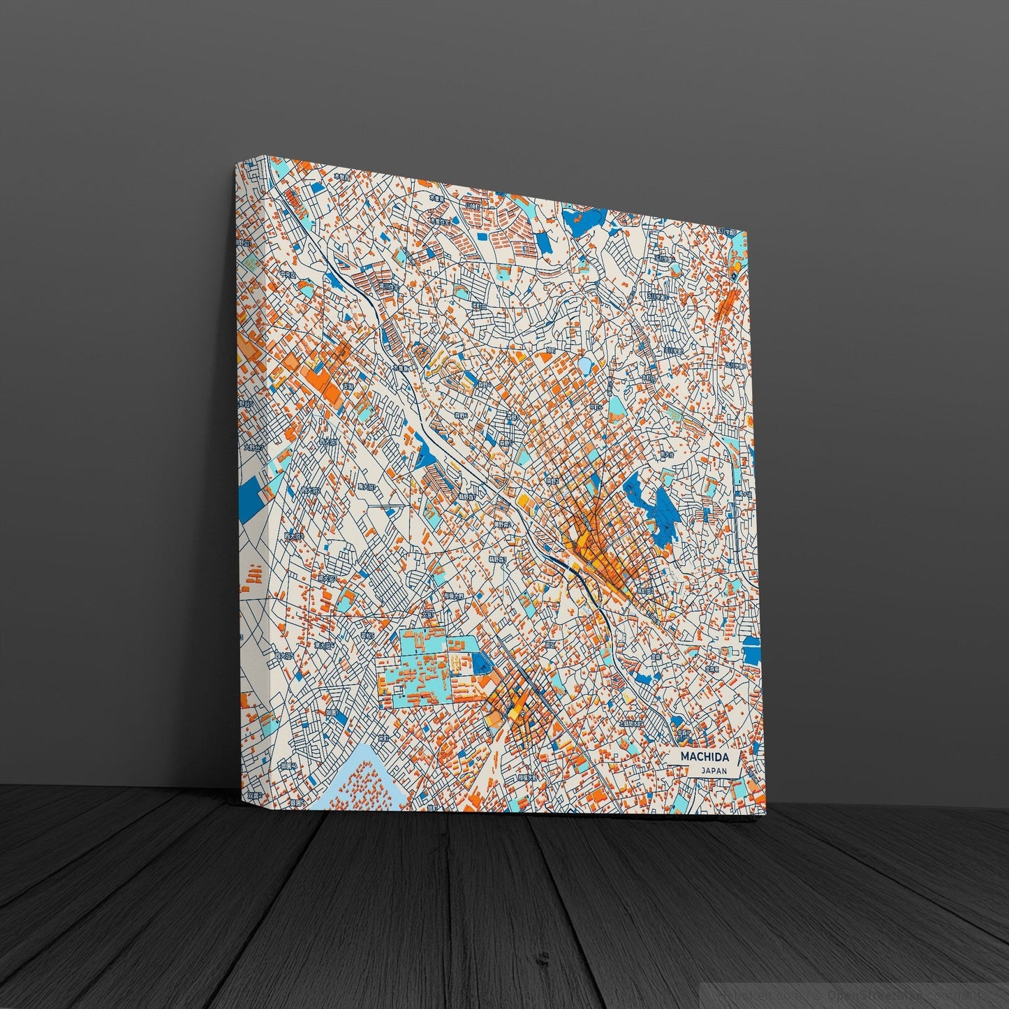 Machida Japan Colorful City Map Canvas Print