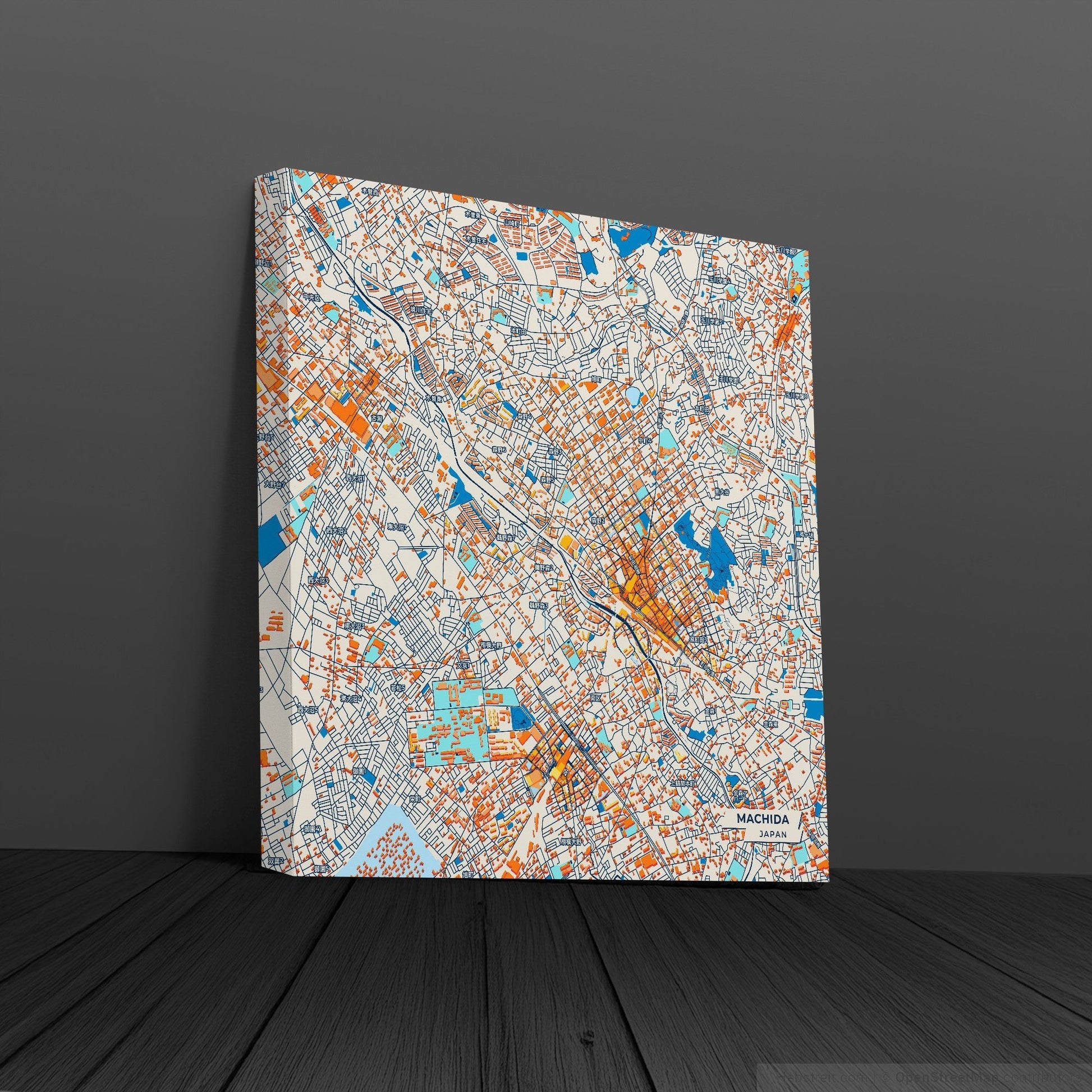 Machida Japan Colorful City Map Canvas Print