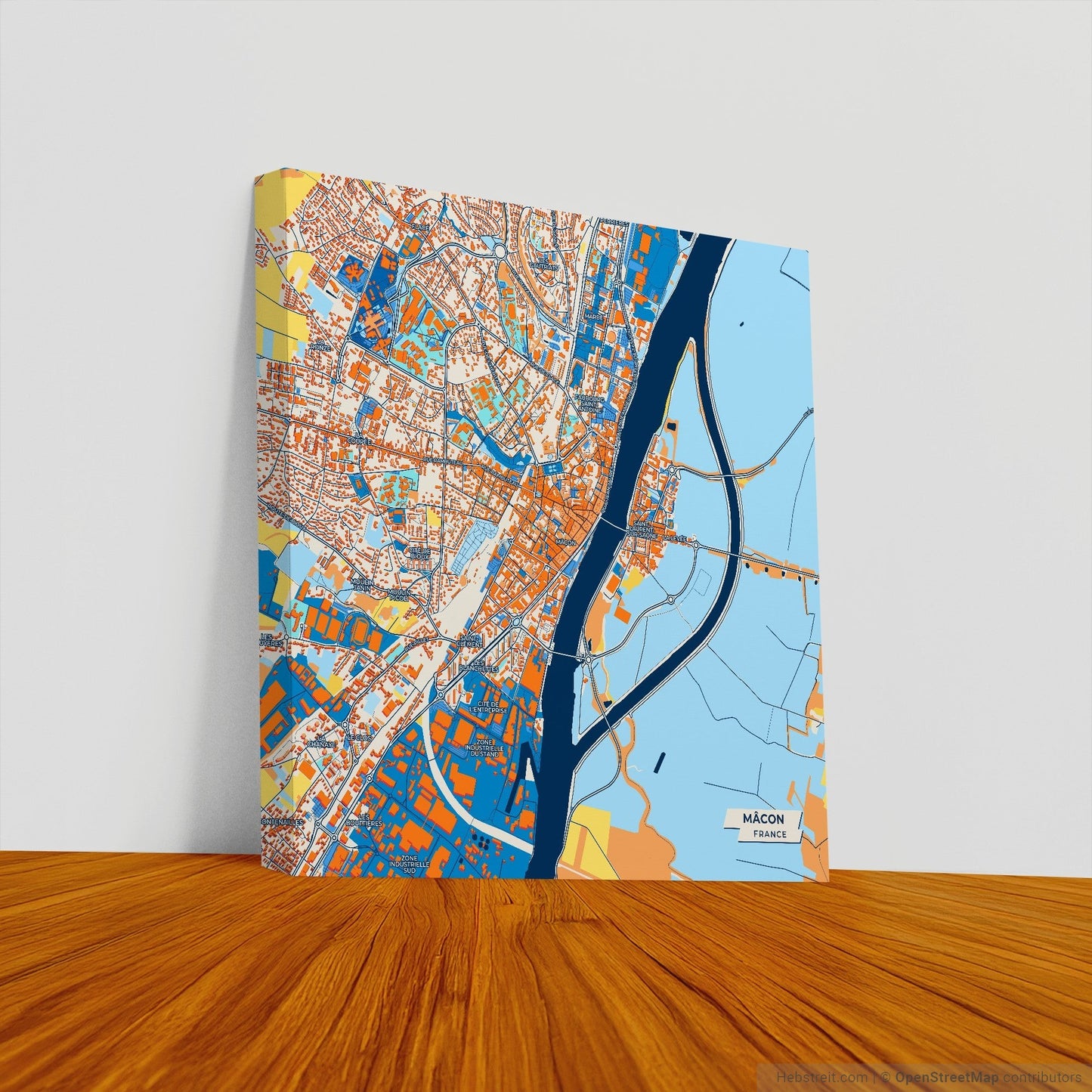Mâcon France Colorful City Map Canvas Print