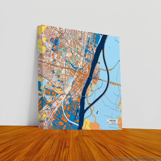 Mâcon France Colorful City Map Canvas Print