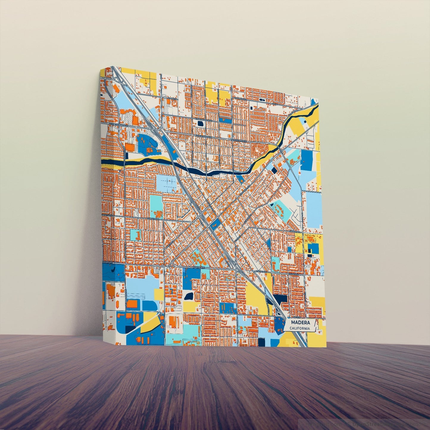 Madera California Colorful City Map Canvas Print