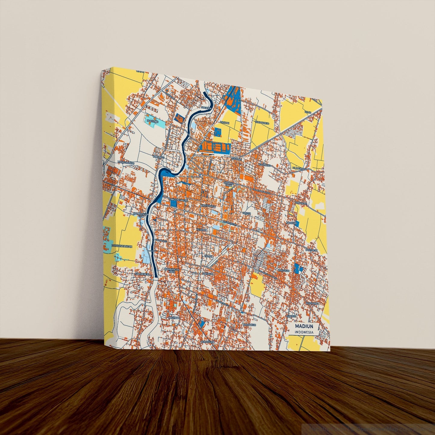 Madiun Indonesia Colorful City Map Canvas Print