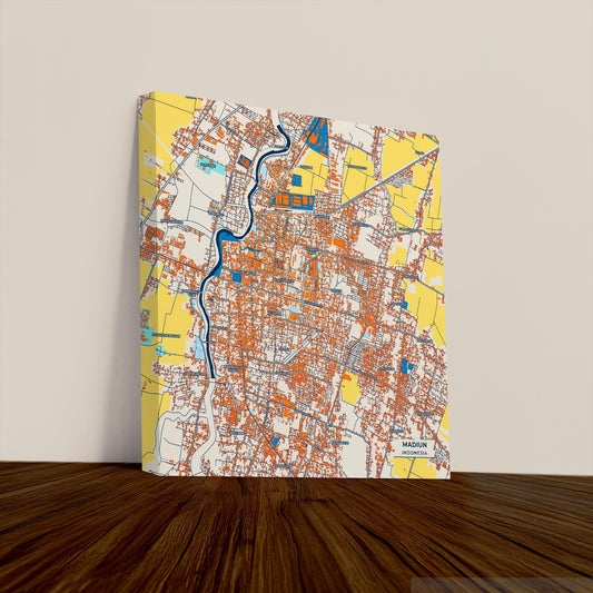 Madiun Indonesia Colorful City Map Canvas Print