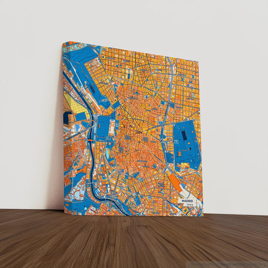Madrid Spain Colorful City Map Canvas Print