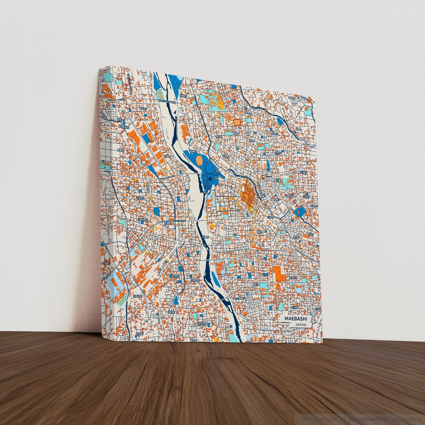 Maebashi Japan Colorful City Map Canvas Print