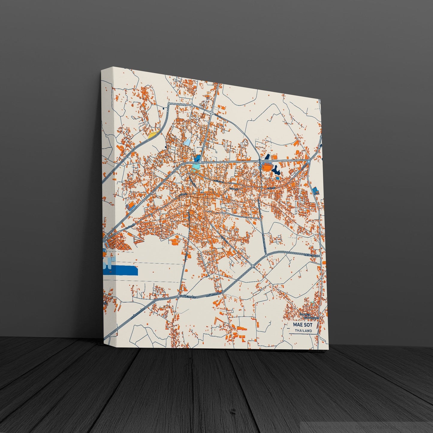 Mae Sot Thailand Colorful City Map Canvas Print