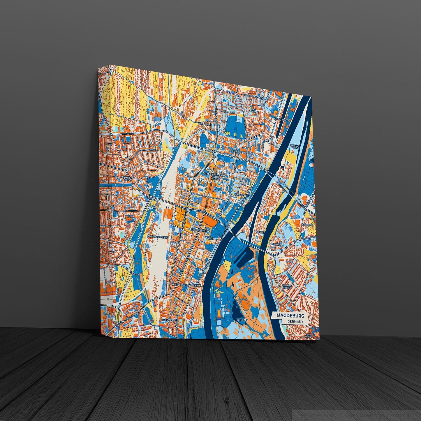 Magdeburg Germany Colorful City Map Canvas Print