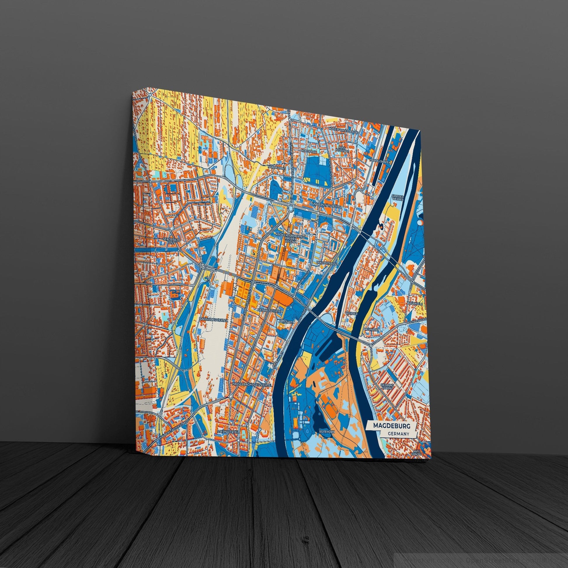 Magdeburg Germany Colorful City Map Canvas Print