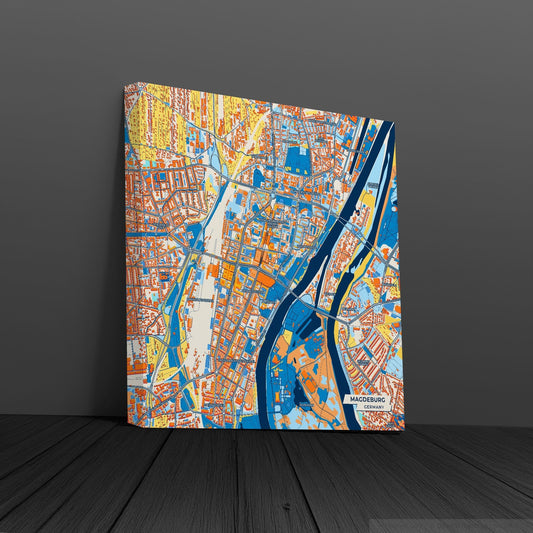 Magdeburg Germany Colorful City Map Canvas Print