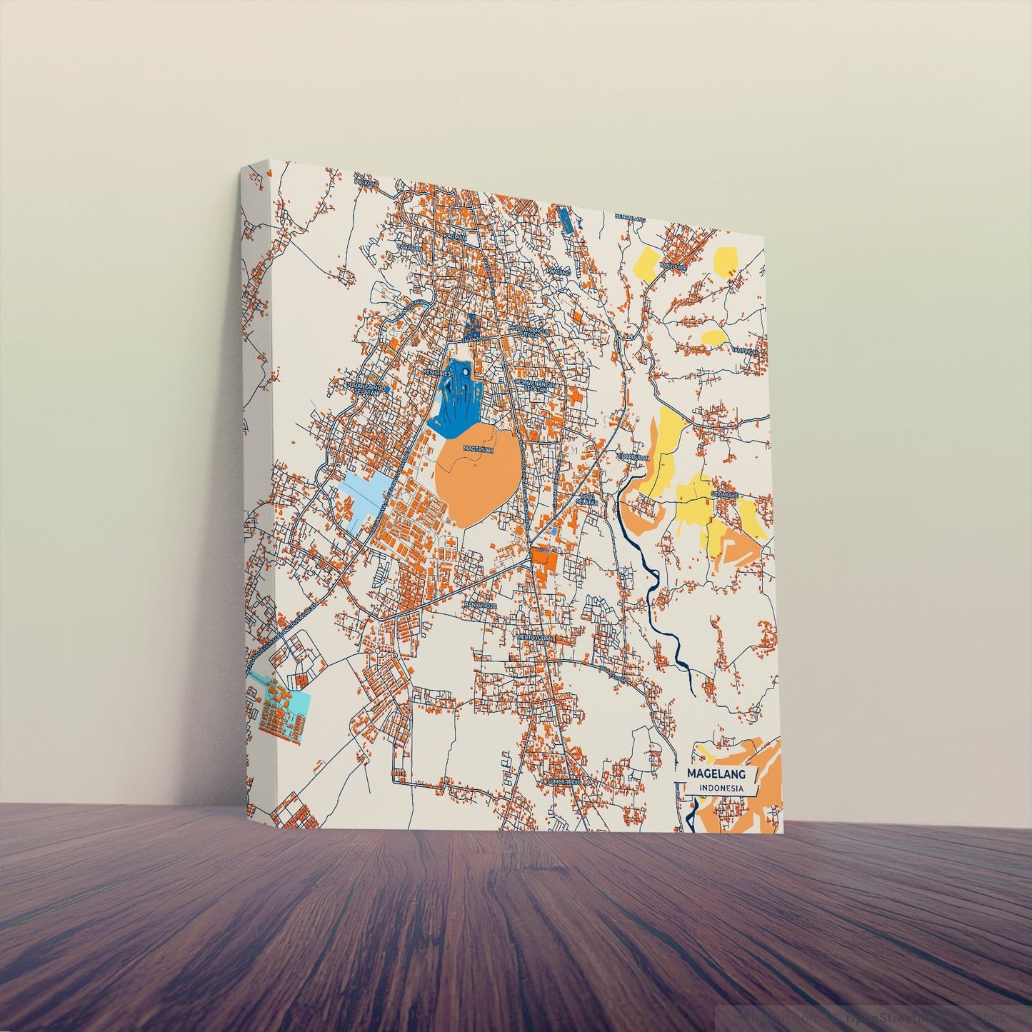 Magelang Indonesia Colorful City Map Canvas Print