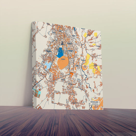 Magelang Indonesia Colorful City Map Canvas Print