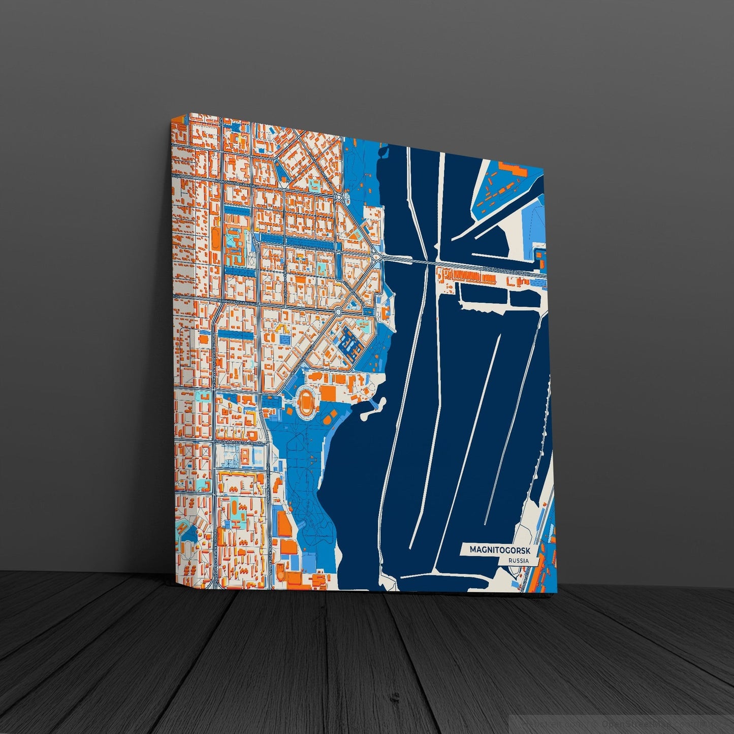 Магнитогорский Russia Colorful City Map Canvas Print