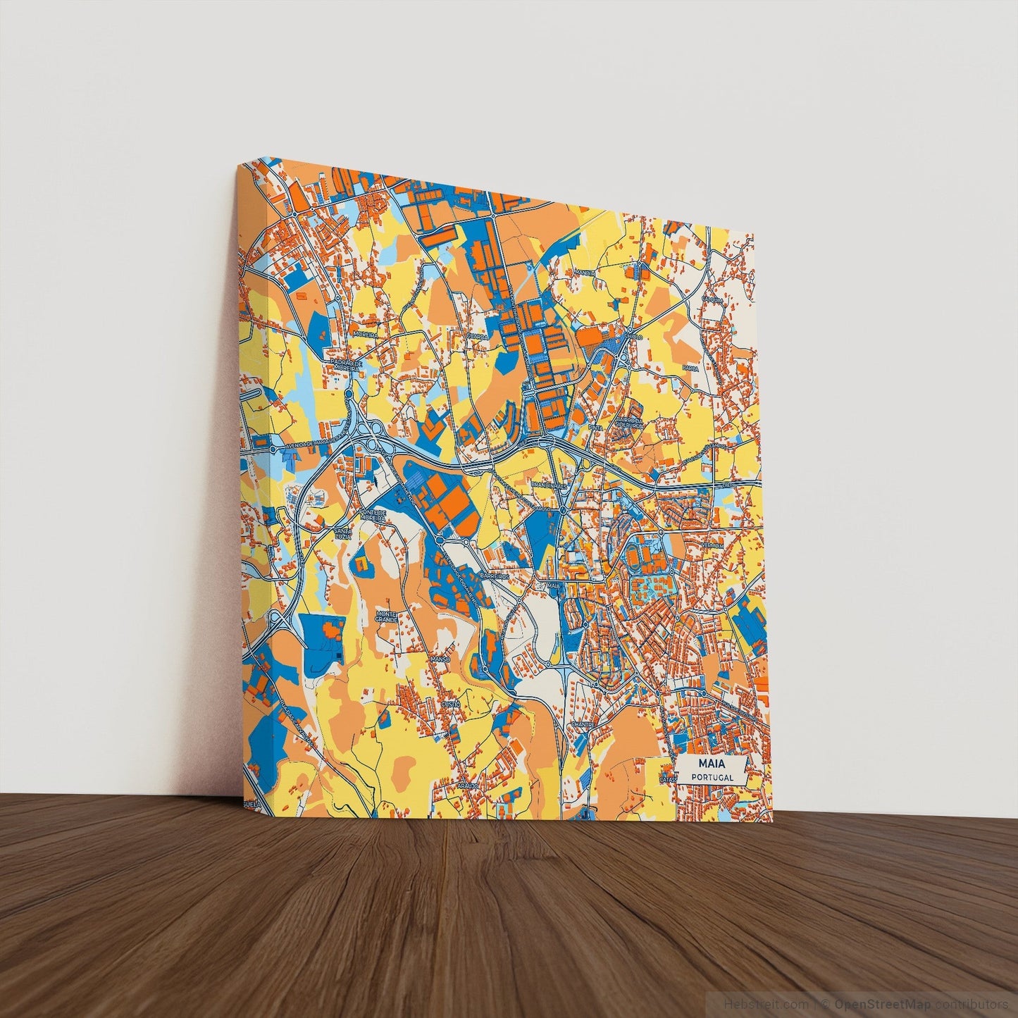 Maia Portugal Colorful City Map Canvas Print