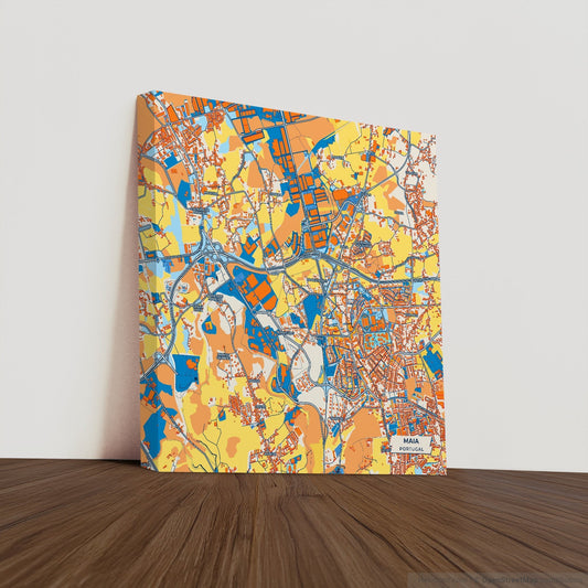 Maia Portugal Colorful City Map Canvas Print