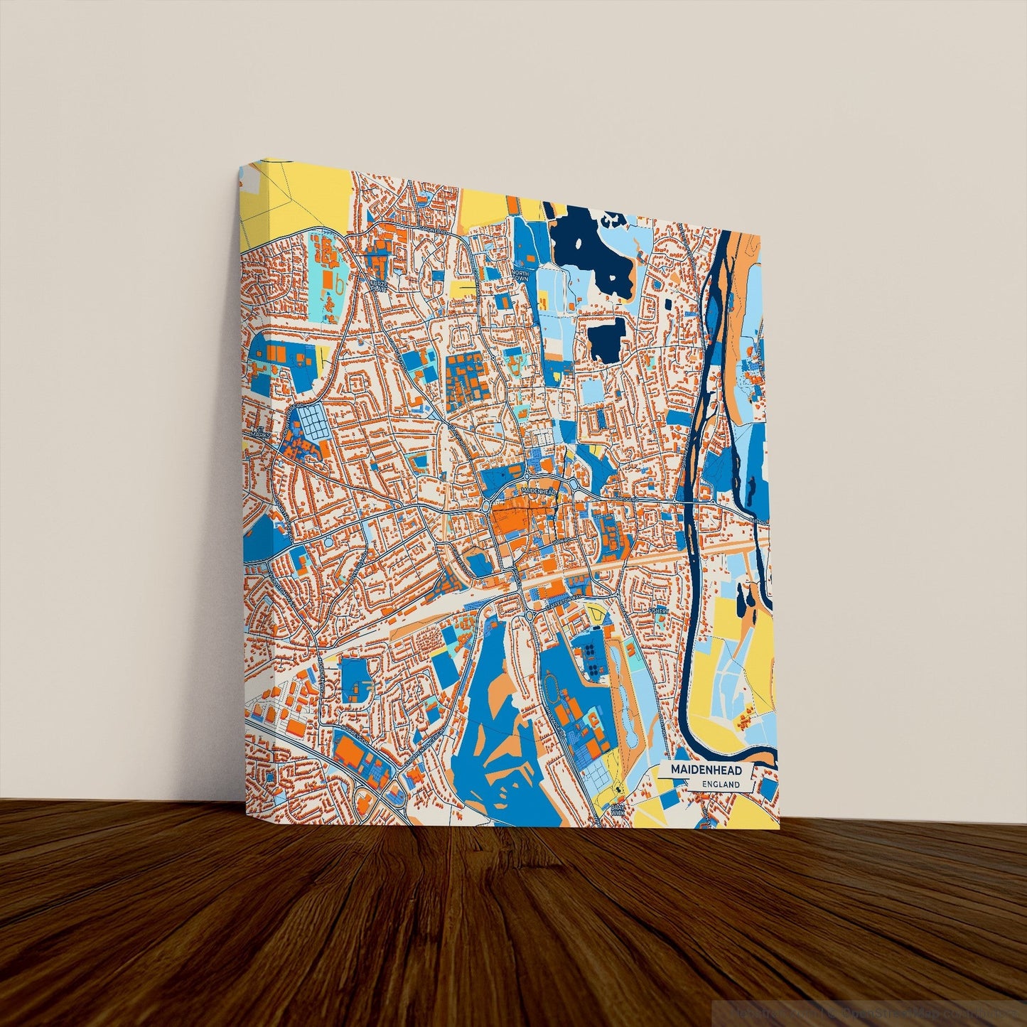 Maidenhead England Colorful City Map Canvas Print