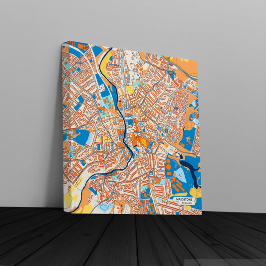 Maidstone England Colorful City Map Canvas Print