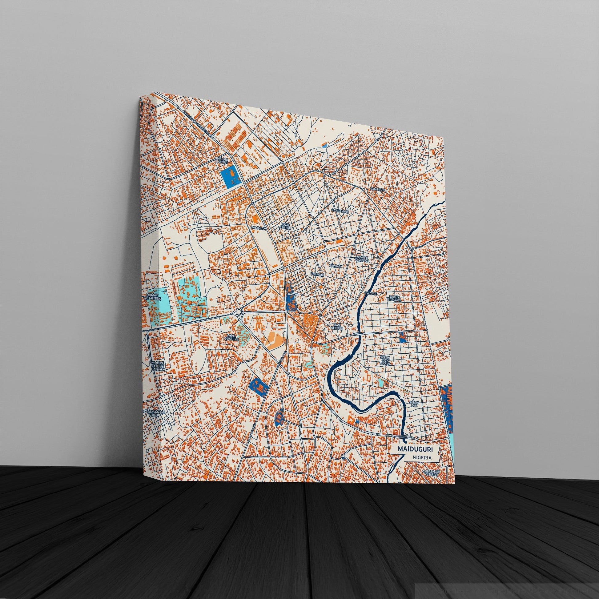 Maiduguri Nigeria Colorful City Map Canvas Print