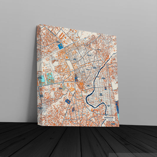 Maiduguri Nigeria Colorful City Map Canvas Print
