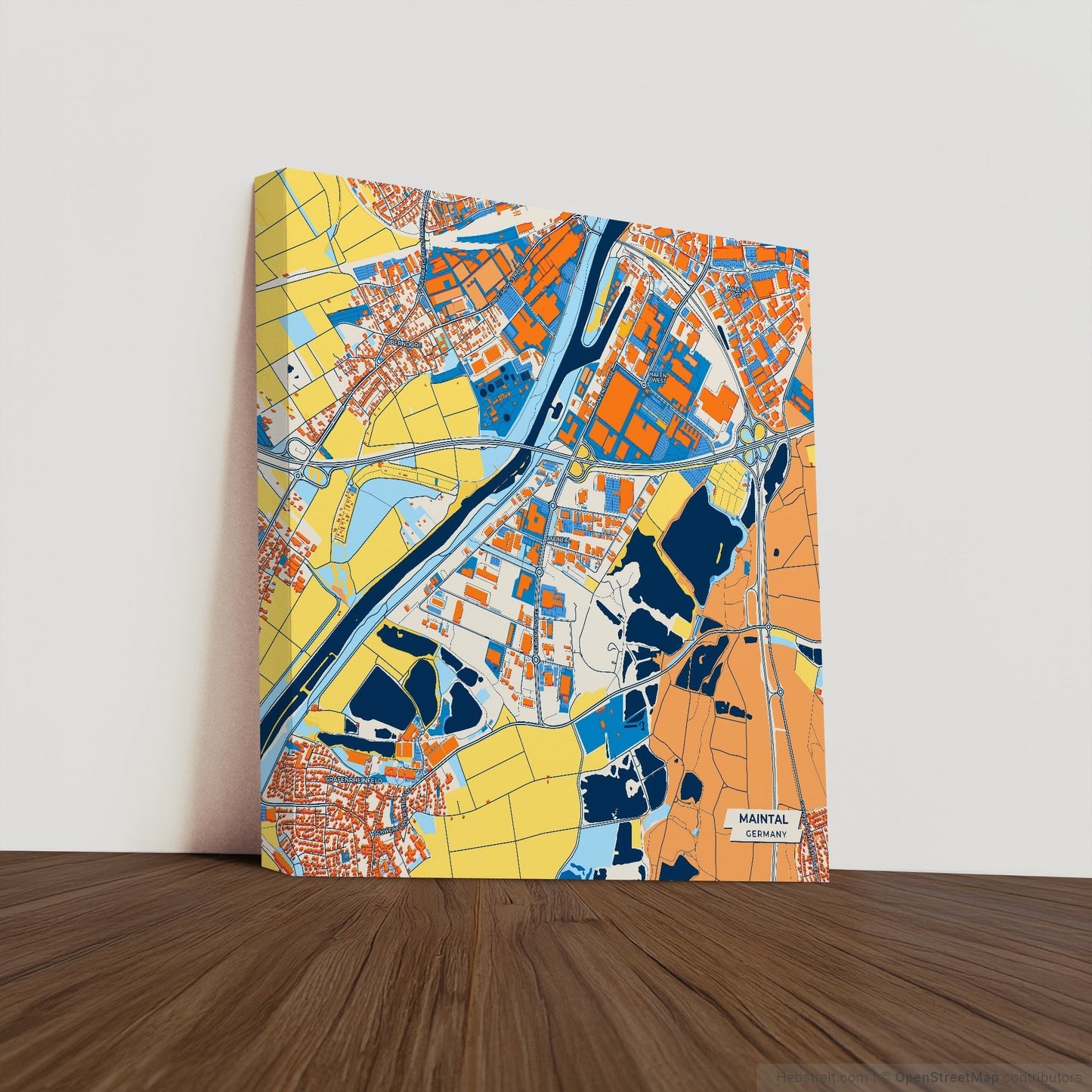 Maintal Germany Colorful City Map Canvas Print