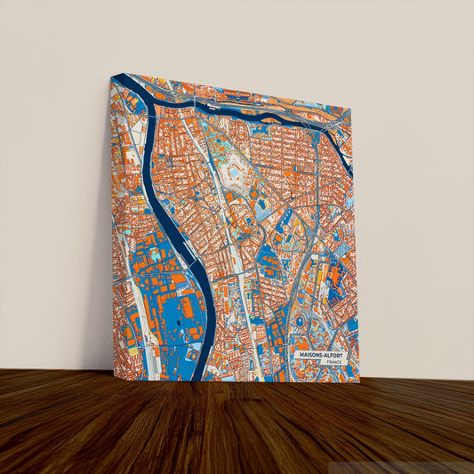 Maisons-Alfort France Colorful City Map Canvas Print