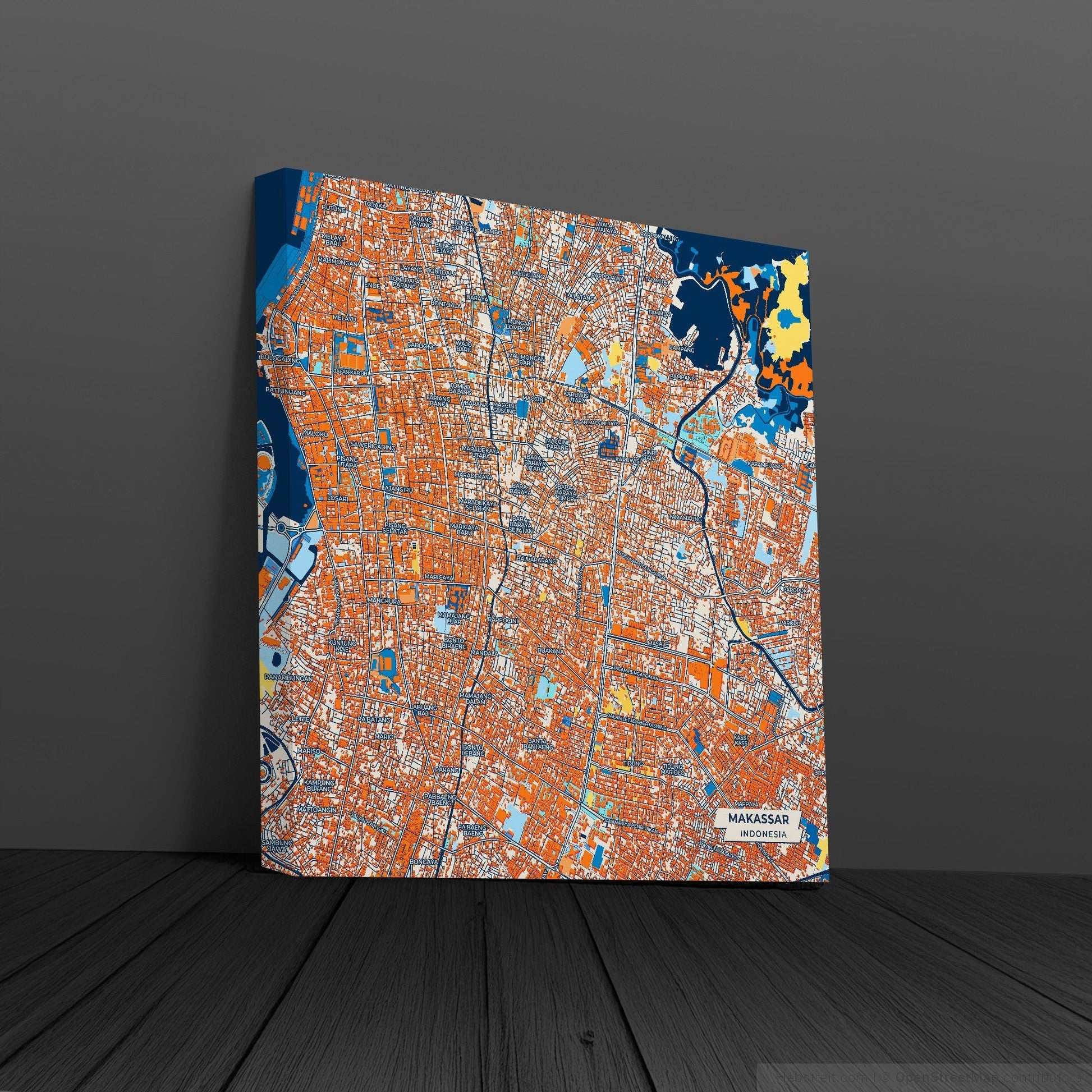 Makassar Indonesia Colorful City Map Canvas Print