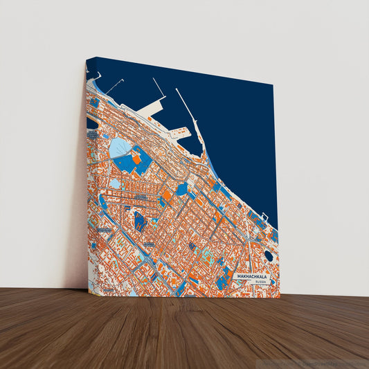 Махачкала Russia Colorful City Map Canvas Print