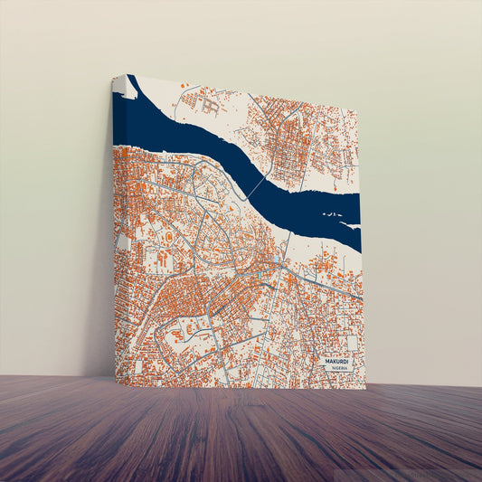 Makurdi Nigeria Colorful City Map Canvas Print
