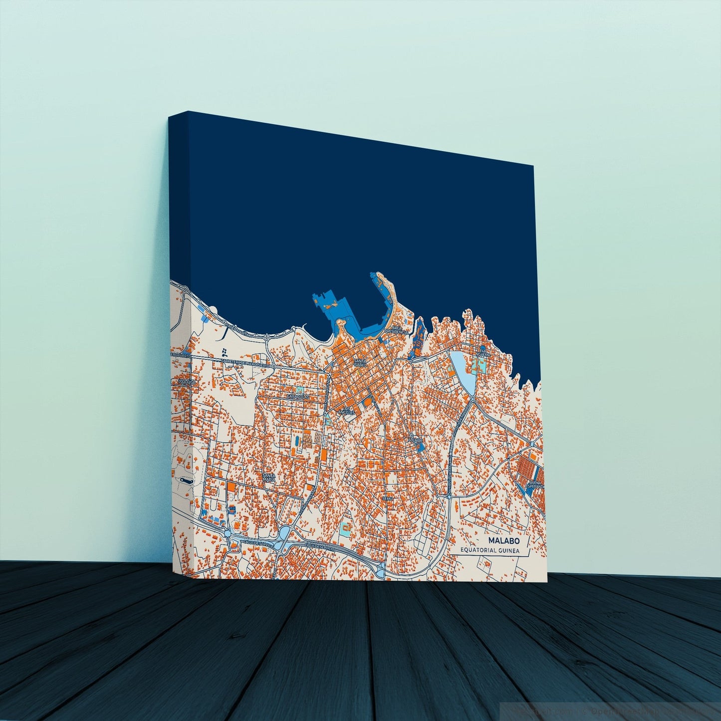 Malabo Equatorial Guinea Colorful City Map Canvas Print