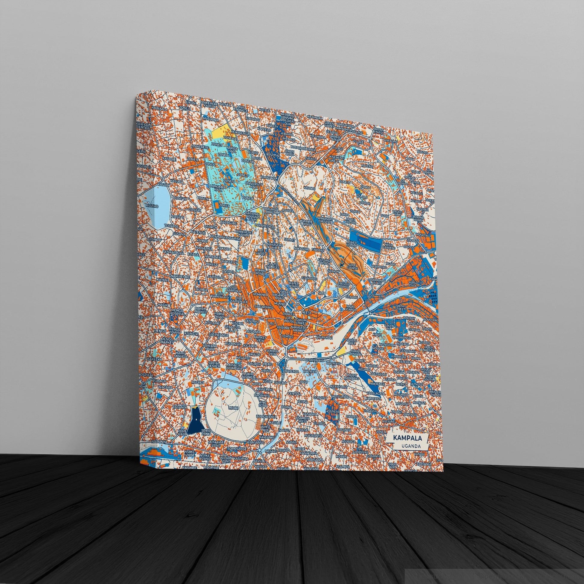 Kampala Uganda Colorful City Map Canvas Print