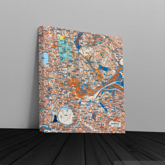 Kampala Uganda Colorful City Map Canvas Print