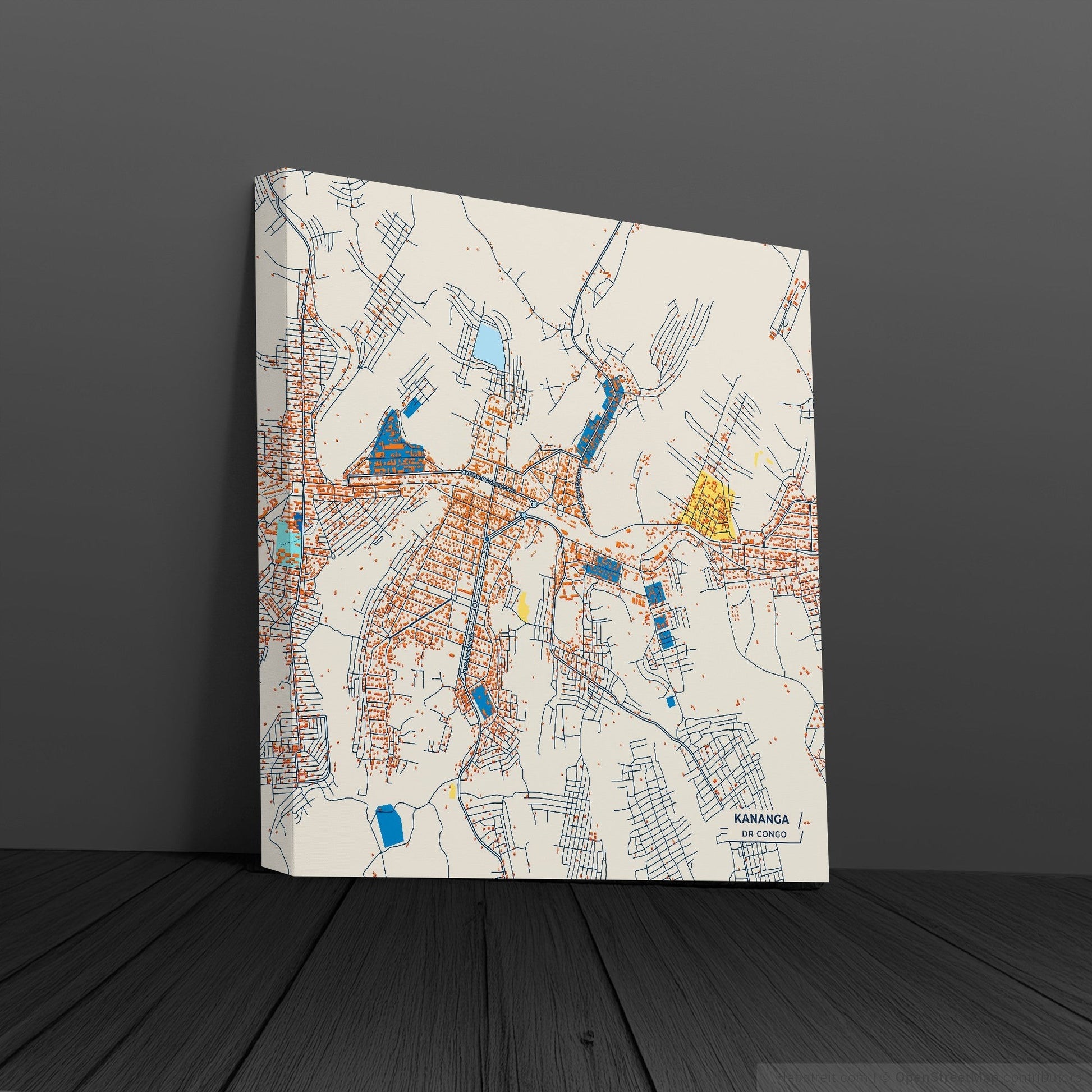 Kananga Dr Congo Colorful City Map Canvas Print