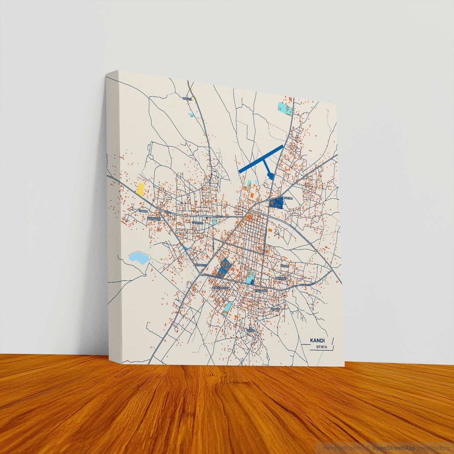 Kandi Benin Colorful City Map Canvas Print