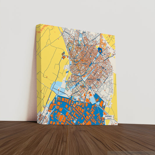 Kapakli Turkey Colorful City Map Canvas Print