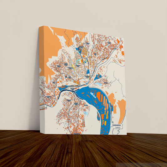 Karabük Turkey Colorful City Map Canvas Print