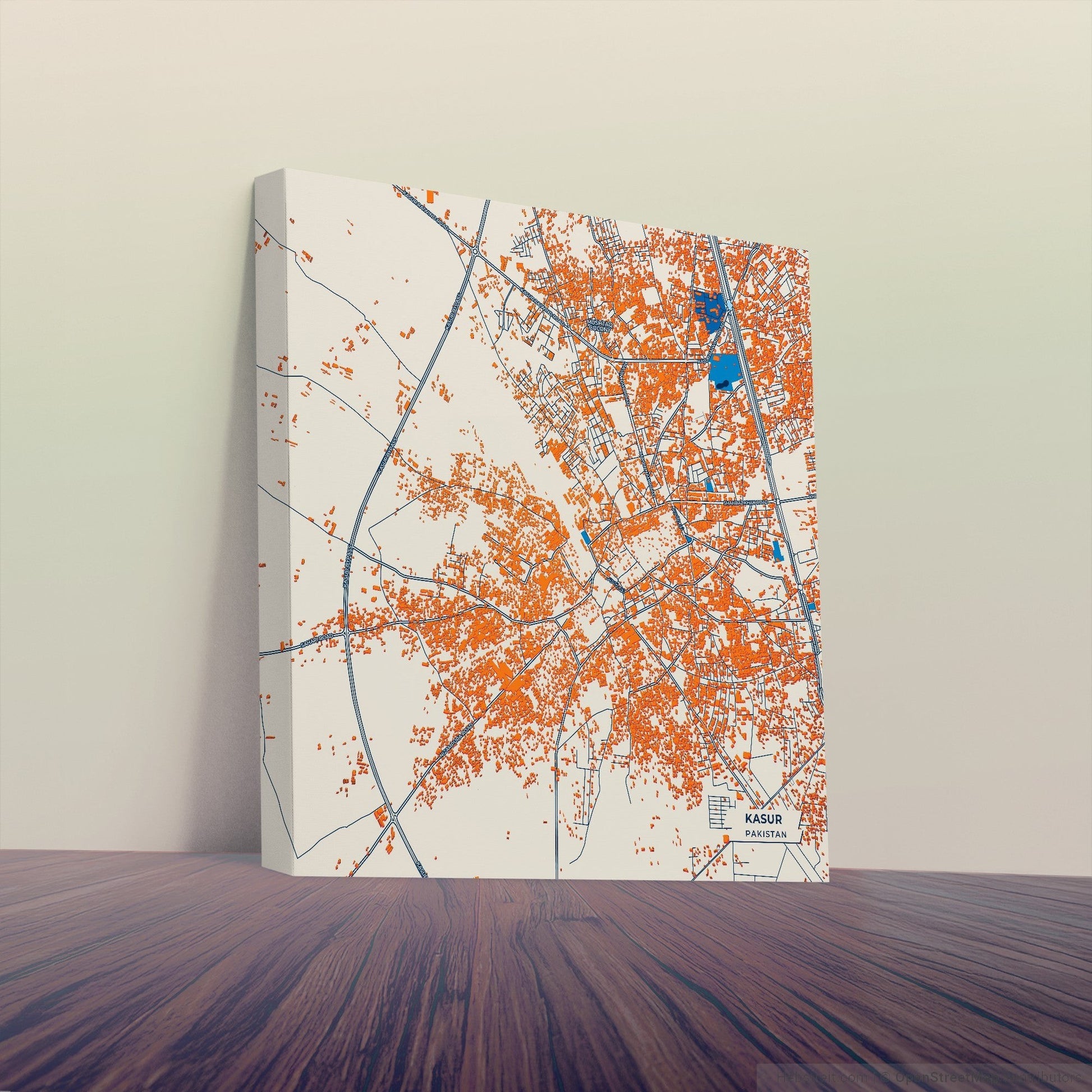 Kasur Pakistan Colorful City Map Canvas Print