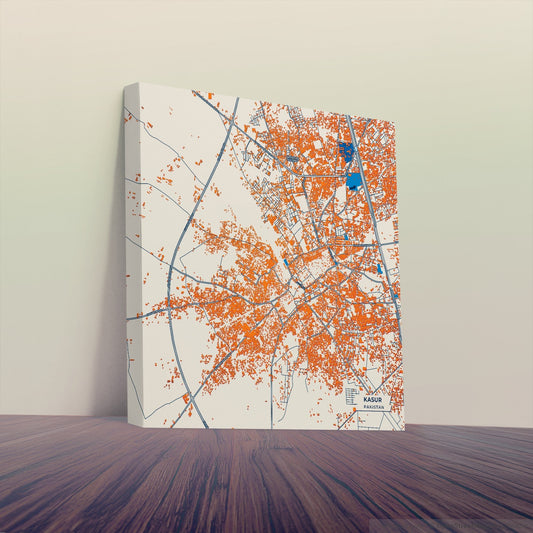 Kasur Pakistan Colorful City Map Canvas Print