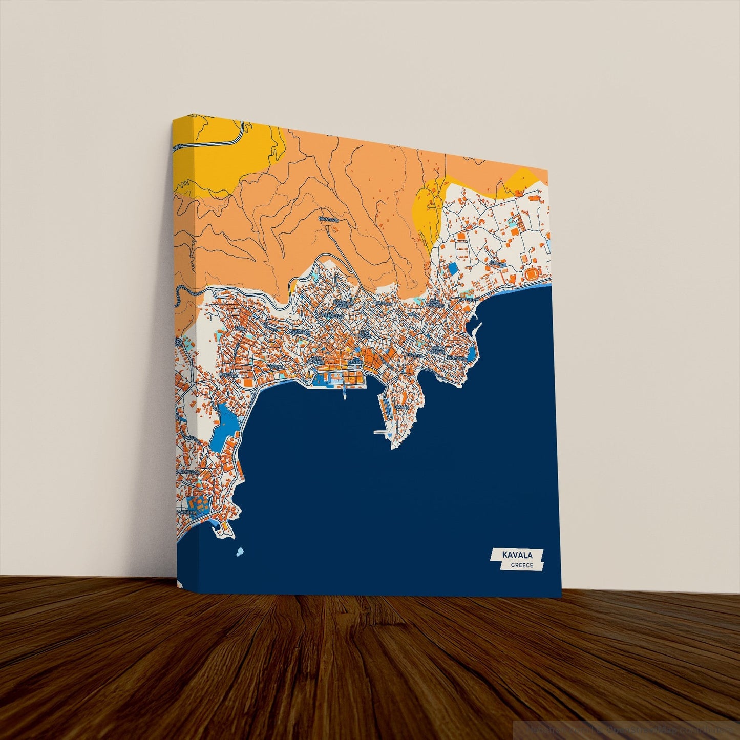 Καβαλα Greece Colorful City Map Canvas Print
