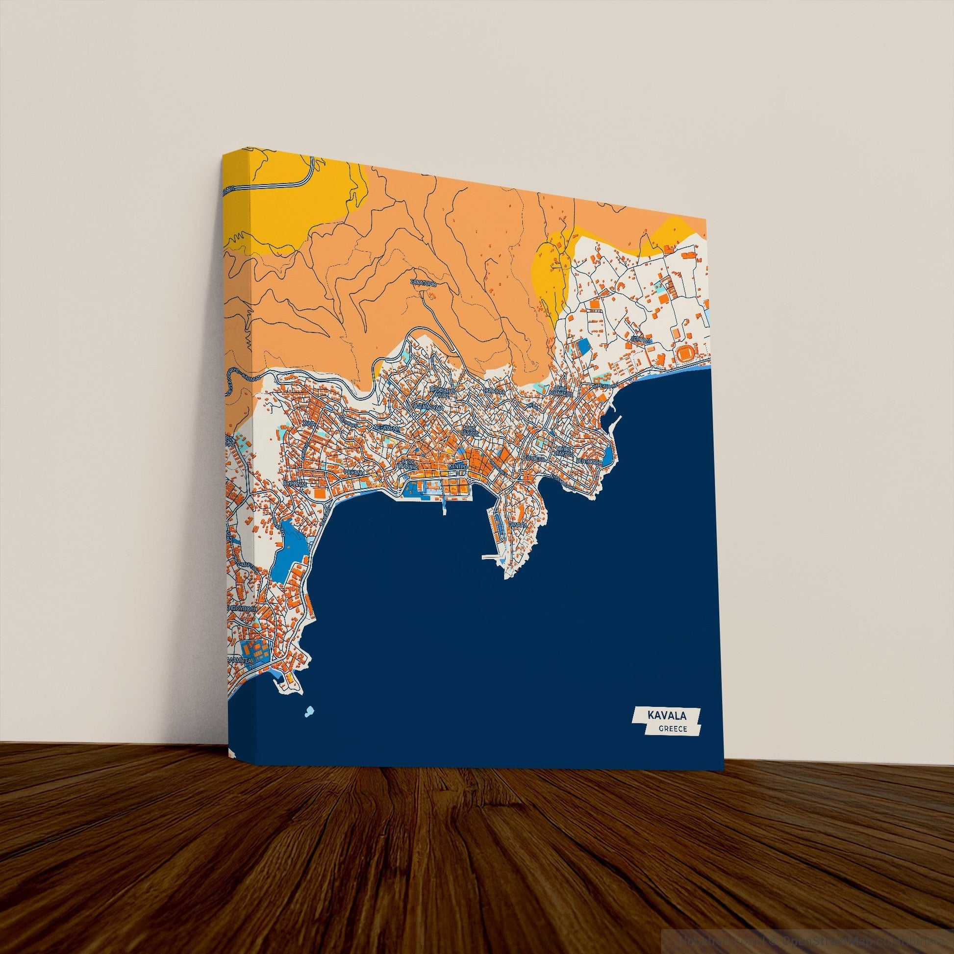 Καβαλα Greece Colorful City Map Canvas Print