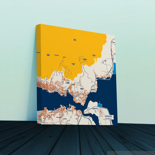 Kendari Indonesia Colorful City Map Canvas Print