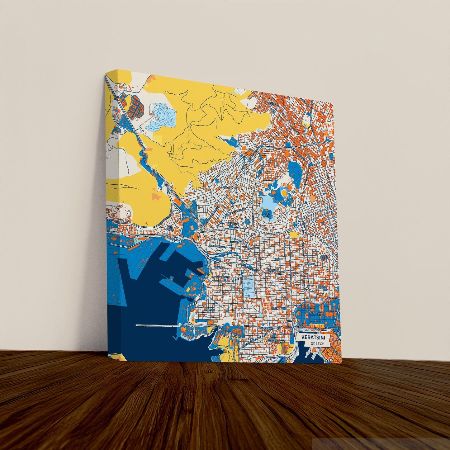 Κερατσινι Greece Colorful City Map Canvas Print