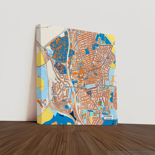 Kettering England Colorful City Map Canvas Print