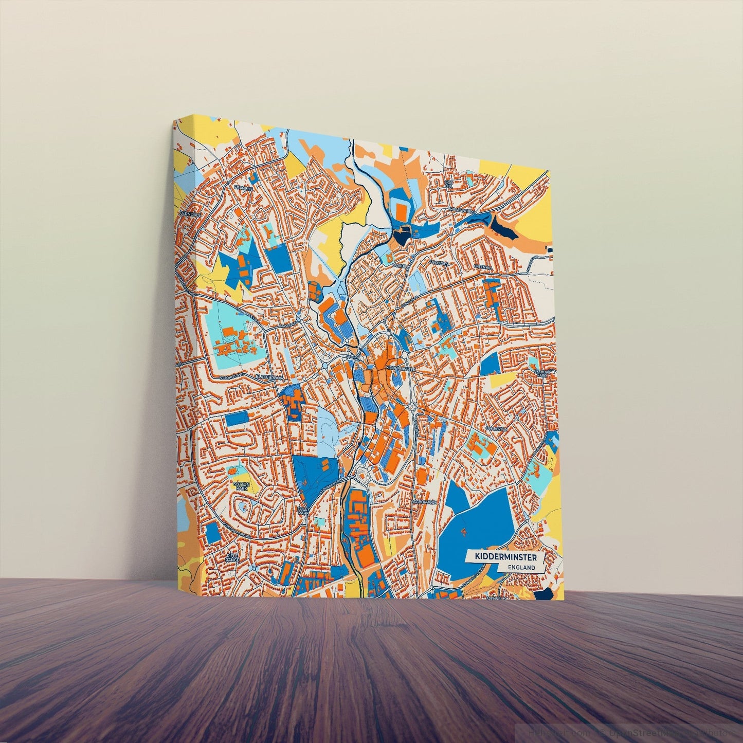Kidderminster England Colorful City Map Canvas Print