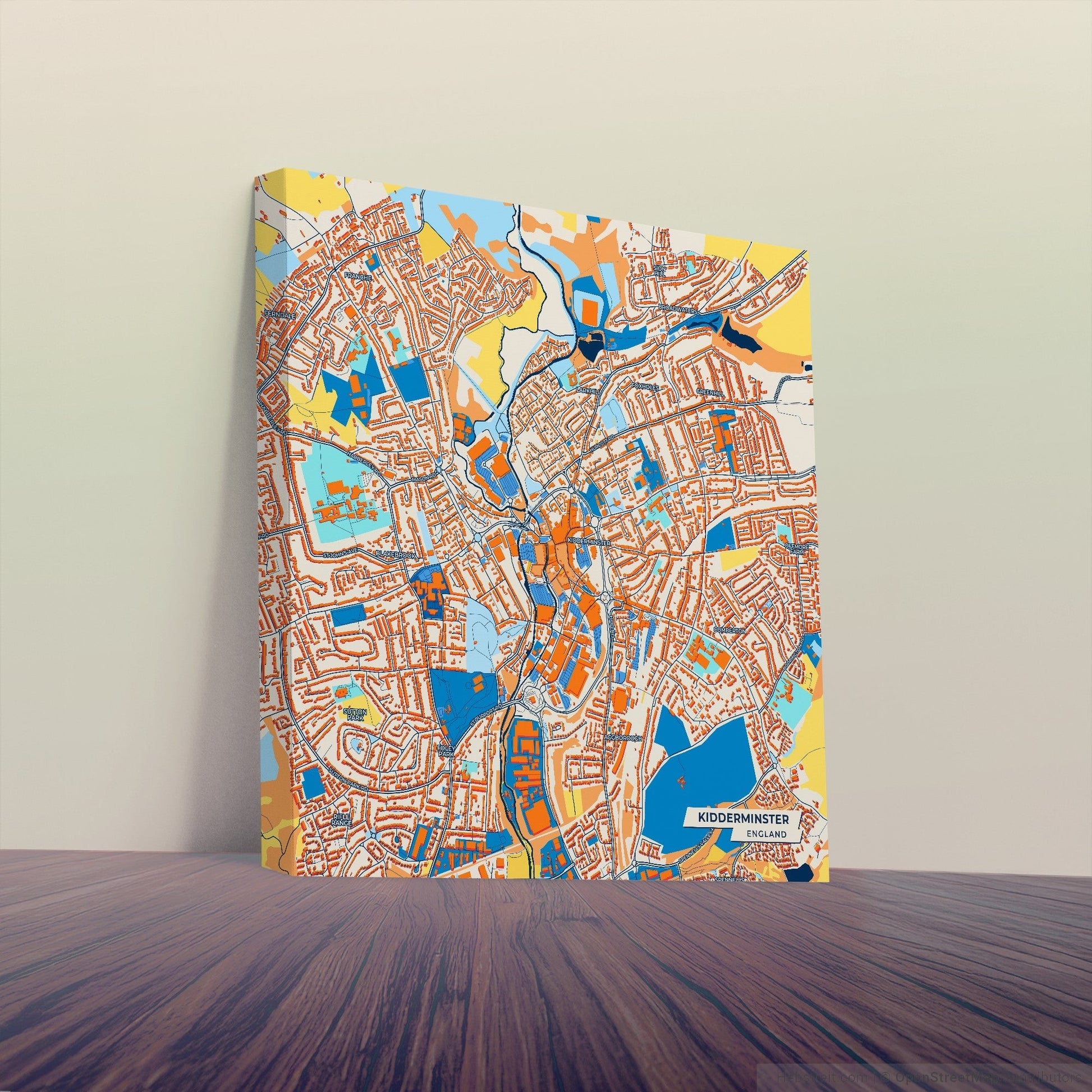 Kidderminster England Colorful City Map Canvas Print