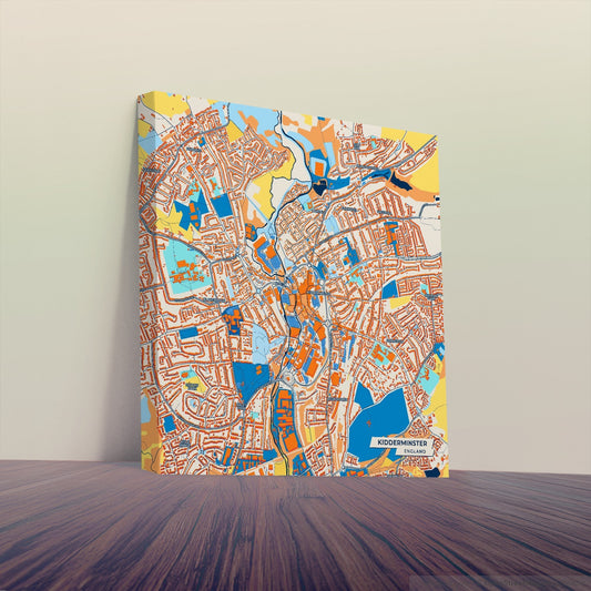 Kidderminster England Colorful City Map Canvas Print