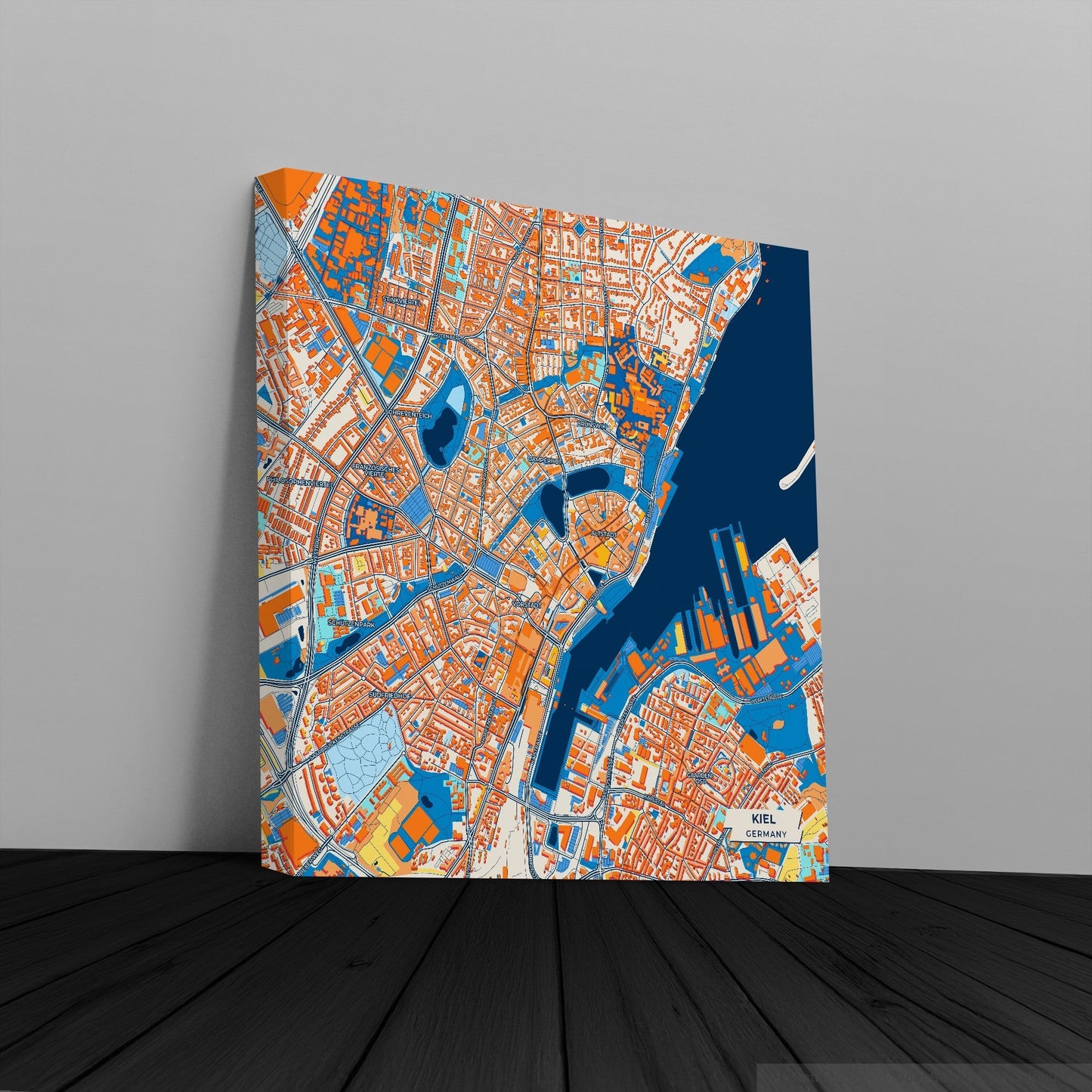 Kiel Germany Colorful City Map Canvas Print