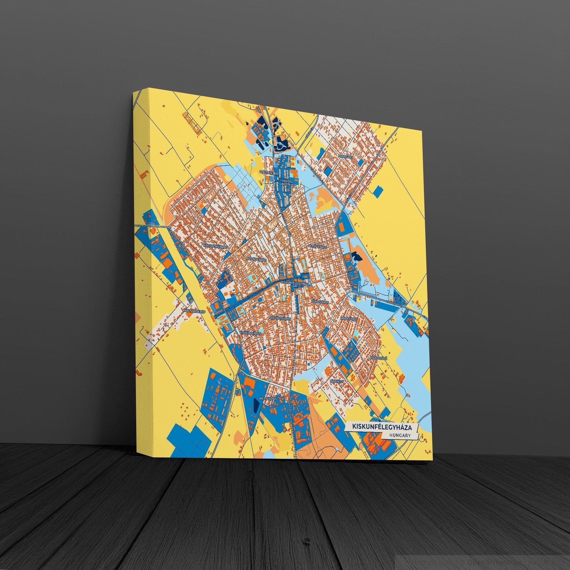 Kiskunfélegyháza Hungary Colorful City Map Canvas Print