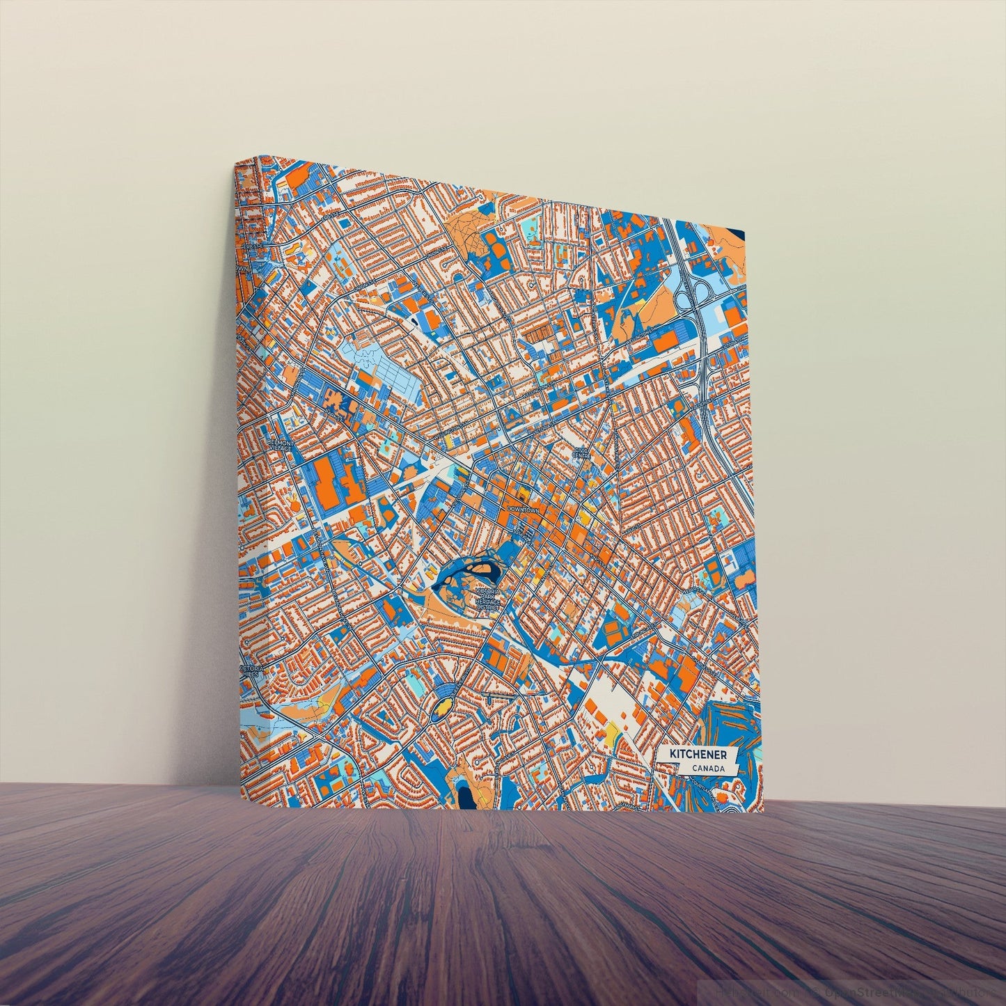 Kitchener Canada Colorful City Map Canvas Print