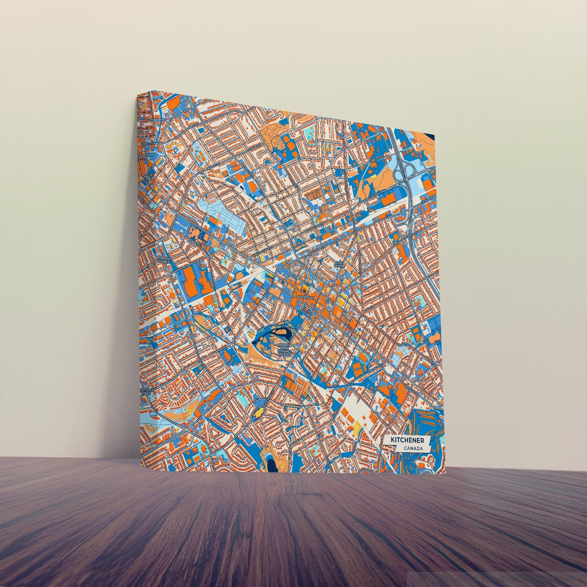 Kitchener Canada Colorful City Map Canvas Print