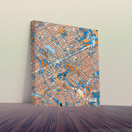 Kitchener Canada Colorful City Map Canvas Print